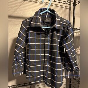 Vittorio Kids Button Down Shirt - Black and Blue Plaid